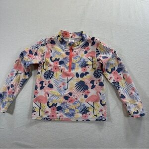 Ruffle Butts Tropical Flamingo Swim Rashguard